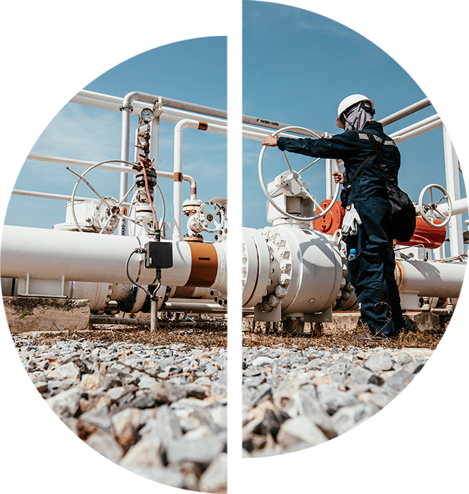 A technician working on equipment
